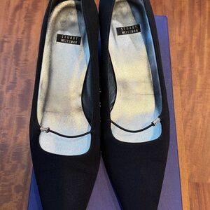 Stuart Weitzman Black heels with Silver Accent